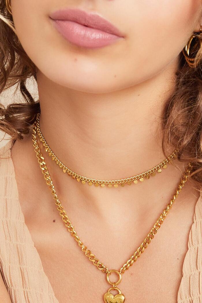 Corazones de collar de acero inoxidable Oro Imagen2